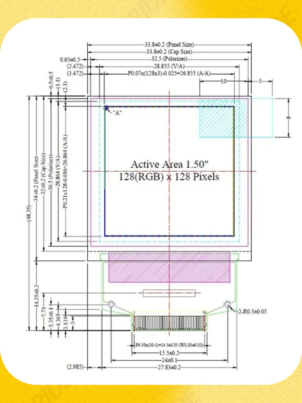 Цветной OLED-дисплей 1.5 дюйма 128 128 контроллер SSD1351