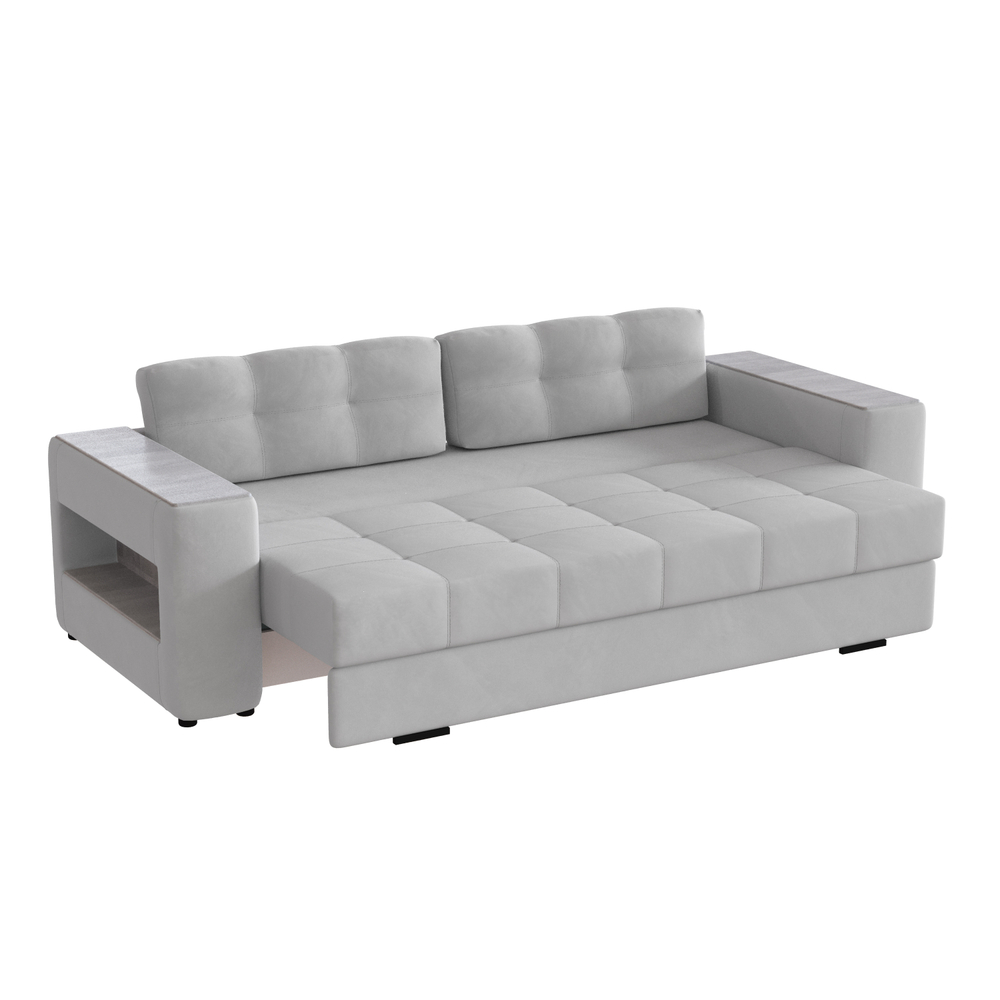 Диван раскладной Доро, светло-серый/мдф холст белый