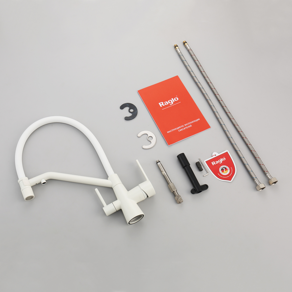 Смеситель для кухни с подключением фильтра Raglo R80.62.08, белый