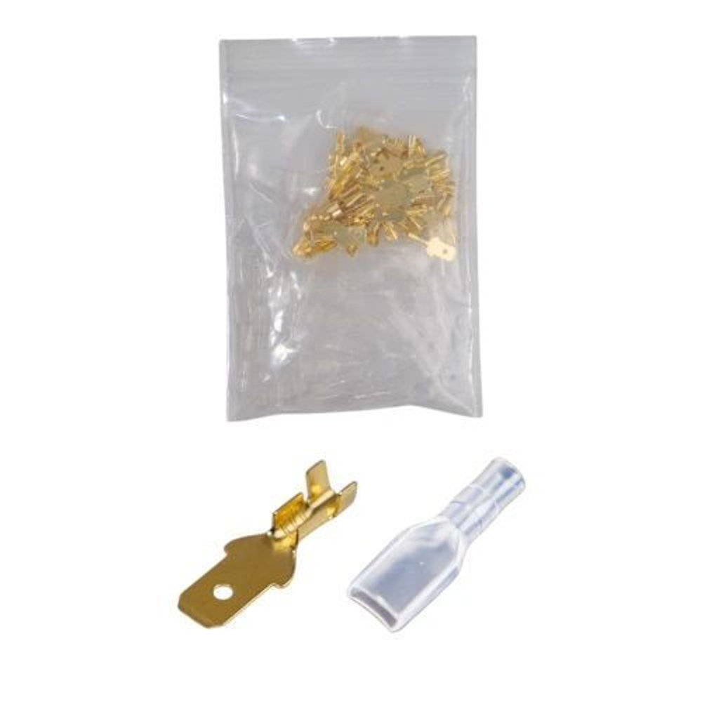 Клемма плоская 4.8мм (M) - 50 шт + Изол. втулки