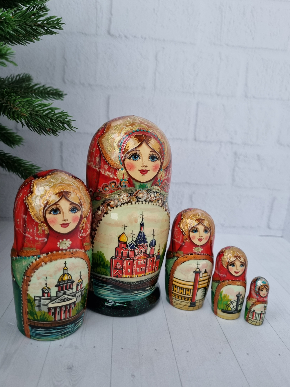 Матрешка Санкт-Петербург 15см 5 мест