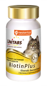 UNITABS BiotinPlus Витаминно-минеральный комплекс для кошек для кожи и шерсти, 120 таблеток
