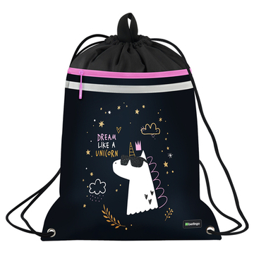 Мешок для обуви 1 отделение Berlingo "Dream Like A Unicorn", 360*460мм, вентиляционная сеточка , светоотражающая лента, карман на молнии