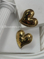 Массивные серьги золотистые в форме сердца