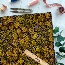 Ткань атлас бронзовая хохлома из ягод