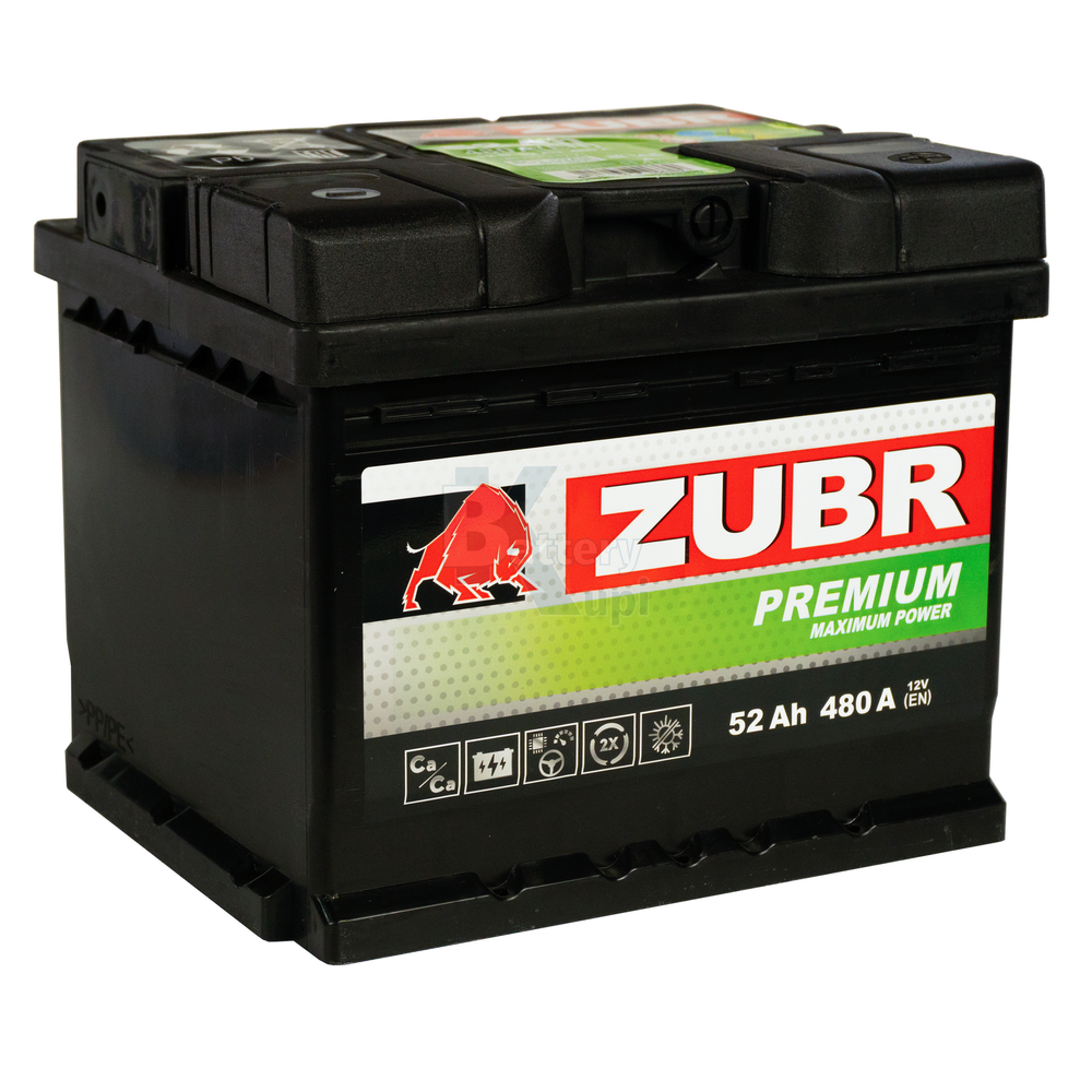 Аккумулятор ZUBR Premium (52Ah, 480A, R+) ZP520