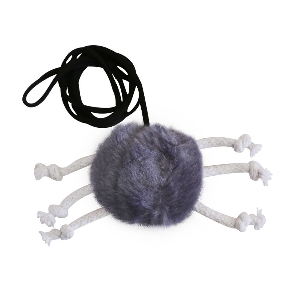 Игрушка ZOOEXPRESS &quot;Паук&quot; для кошек на эластичном шнуре, 8 см, иск.мех (набор 6 шт)
