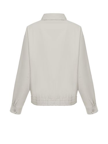 Светло-серый хлопковый бомбер с лого на груди