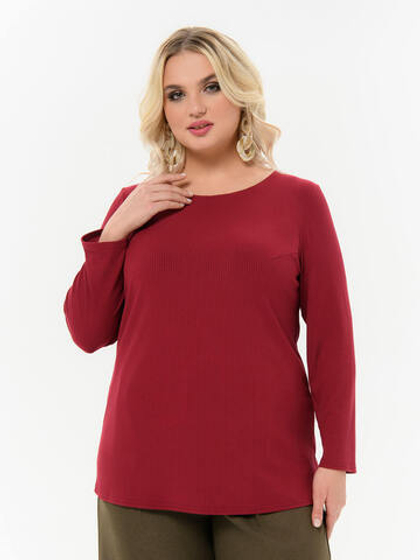 Блуза базовая из вискозного трикотажа лапша, вишневая