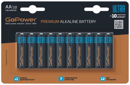 Элемент питания GoPower ULTRA Alkaline LR6 BL10 (1/10/80)