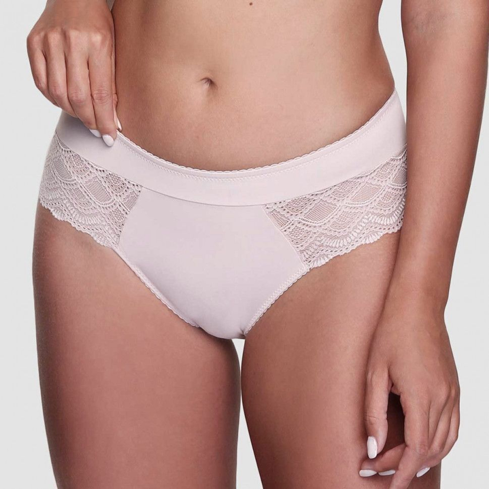 Классические трусики-слипы с кружевными вставками по бокам (Размер: 44) (Цвет: пудровый)