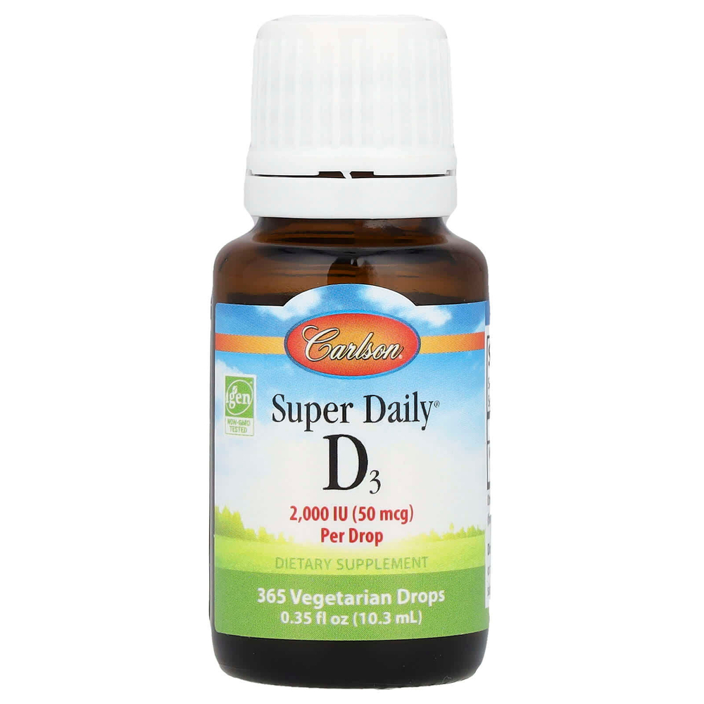 Carlson, Super Daily® D3, 50 мкг (2000 МЕ), 10,3 мл (0,35 жидк. унции)