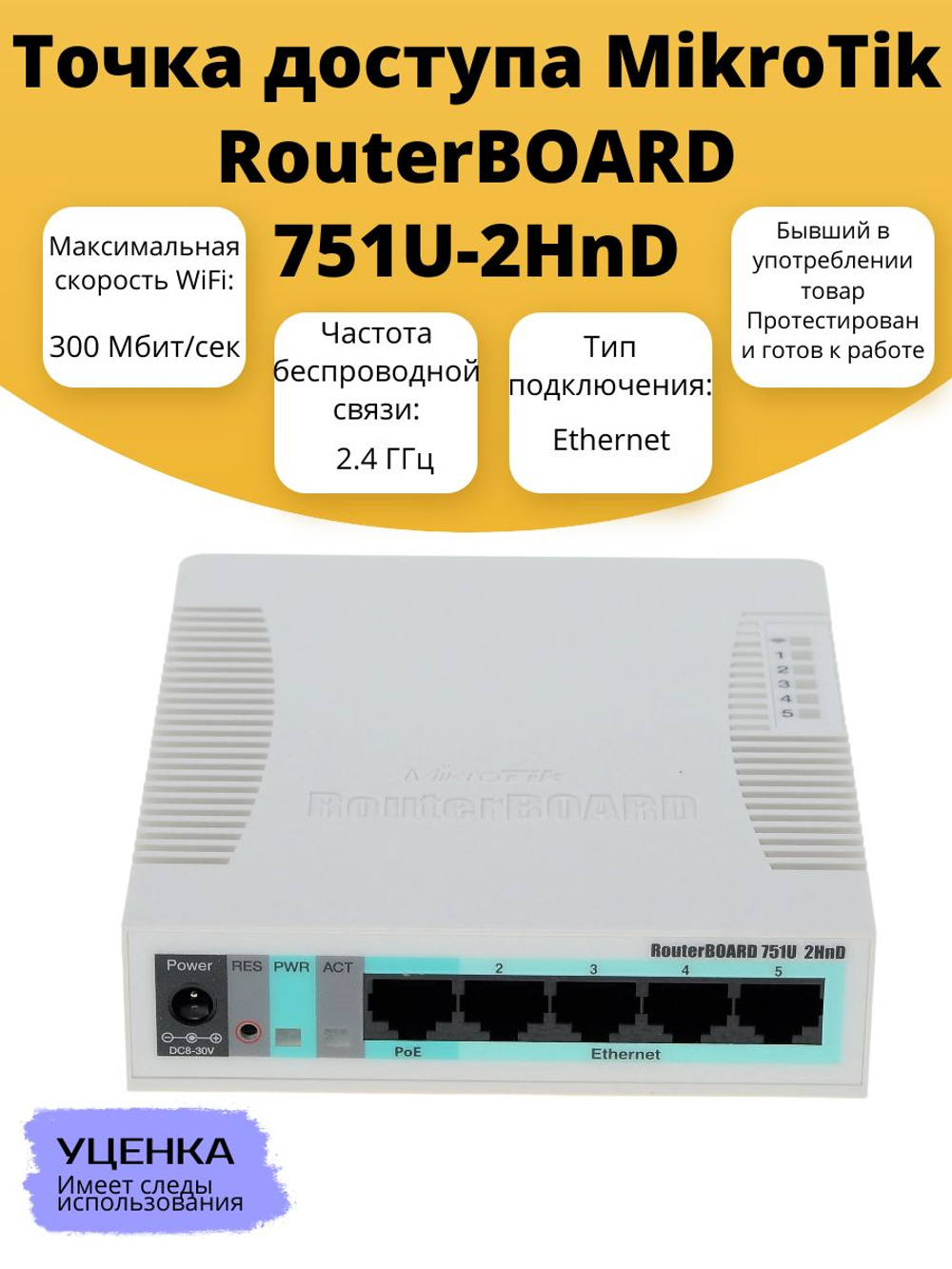 Точка доступа MikroTik RouterBOARD 751U-2HnD