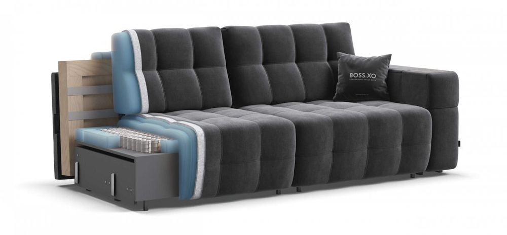 Диван Босс ХО Велюр Монолит серый