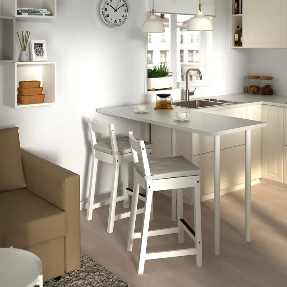 Барный стул со спинкой - NORDVIKEN IKEA/НОРДВИКЕН ИКЕА, 88х40х45 см, белый