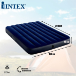 Надувной матрас полуторный Intex 64758 (137х191х25 см), Кровать надувная велюровая 1.5 спальная для сна и палатки