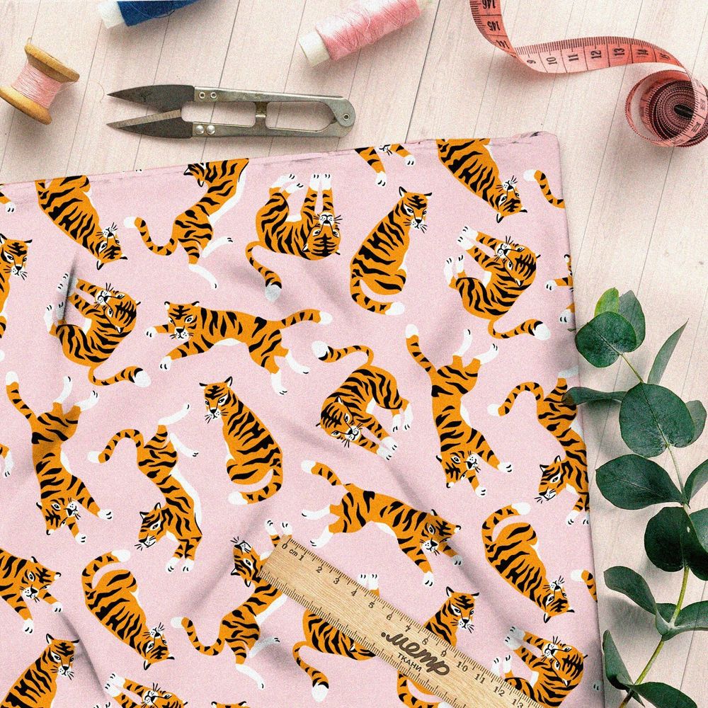 Ткань габардин дрессированный тигр