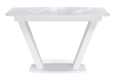 Стол стеклянный Woodville Петир 120(160)х80 ультра белый, белый, камень белый, ножки белые