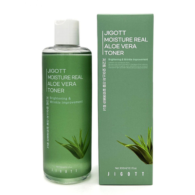 Тонер для лица увлажняющий с экстрактом алоэ вера Jigott Moisture Real Aloe Vera Toner 300 мл