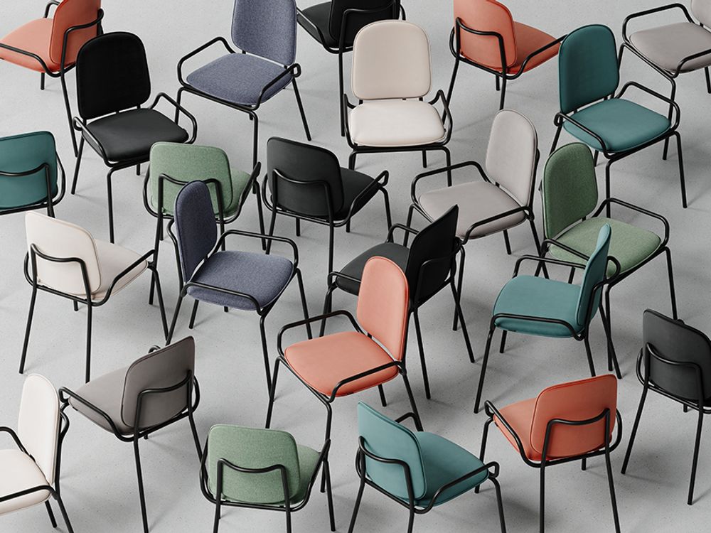 Стул Ror, Double Frame, велюр, черный/темно-красный