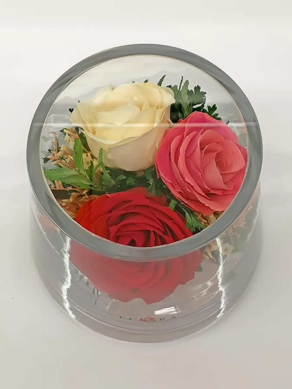 натуральные розы в стекле, вакуум