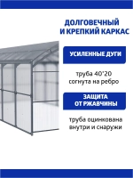 Теплица Агросфера-Прямостенная 3х8м из трубы 40х20мм, шаг 1м