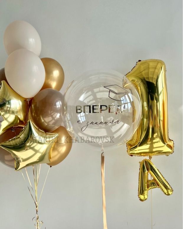 Воздушные шары на 1 сентября «Вперёд к знаниям» и связка с цифрой 1А №1/88