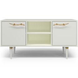 Тумба под ТВ Арт Колор matte 117см Классик Голд Белый опал матовый