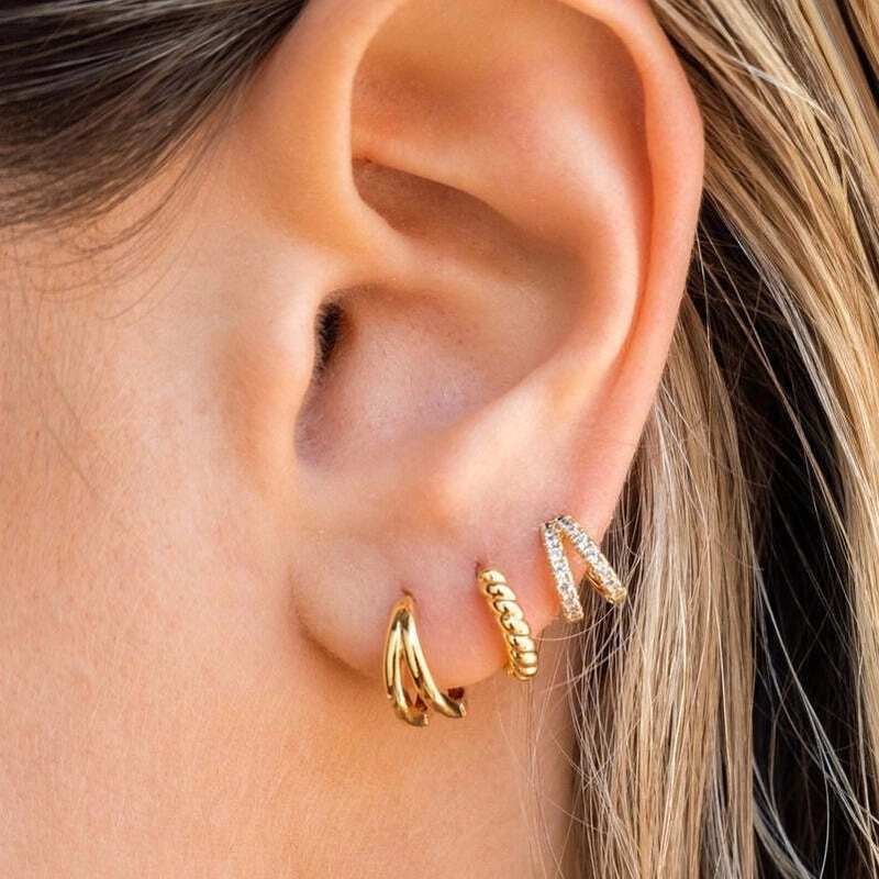 Серьги-кольца Мини Блестящая Марго – Золото