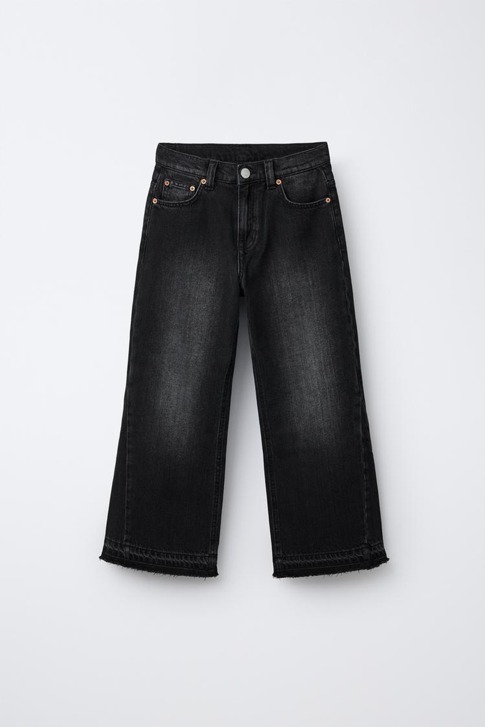 ZARA ДЖИНСЫ FLARE С БАХРОМОЙ, ЧЕРНЫЙ