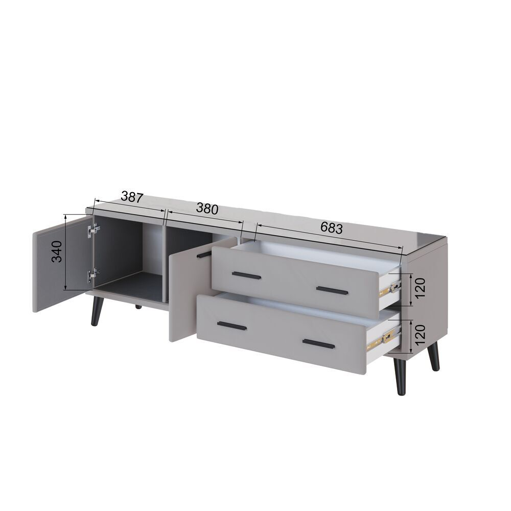 Тумба ТВ Виго 1,6, Светло-серый