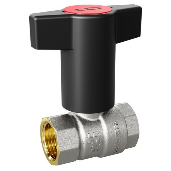 Кран шаровой LD Pride 1/2" ВР/ВР с пластиковой T-ручкой (красная вставка) (LD 47.340.15)