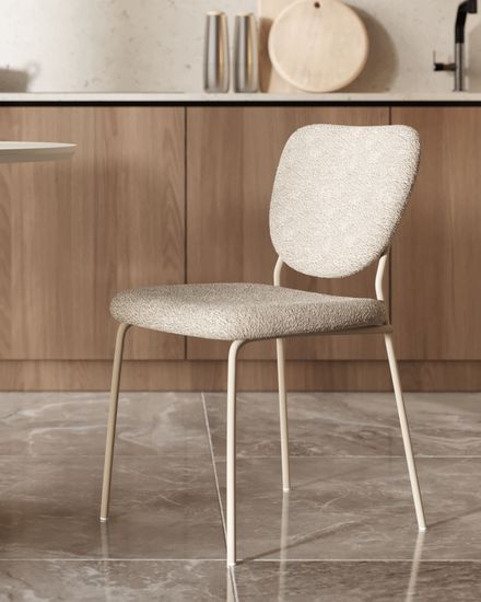 Стул обеденный Gigi серо-бежевый букле кремовые ножки