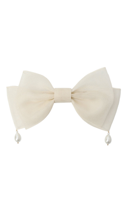 Бант "Балерина" белый с жемчужным декором