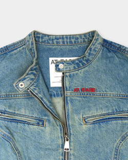 Джинсовая куртка женская байкерская JEANS BIKER JACKET GREEN