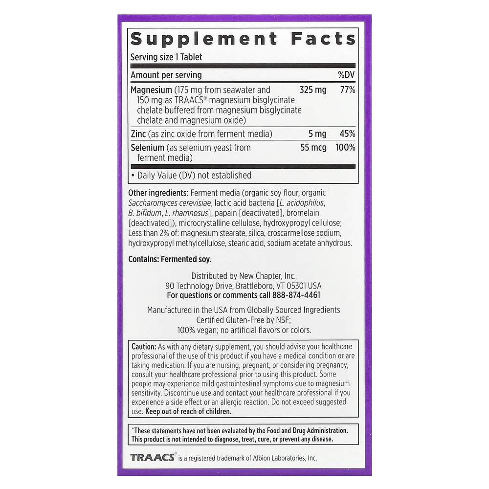 New Chapter, Magnesium + Selenium & Zinc, 30 Vegan Tablets