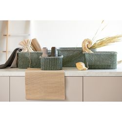 Набор из 4-х корзин для хранения Sustainable collection, оливковый