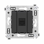 Компьютерная розетка RJ-45 без шторки в стену, кат.6А одинарная, "Avanti", "Черный матовый"