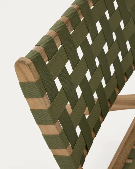 Складное кресло Chabeli из массива акации и шнура зеленого цвета