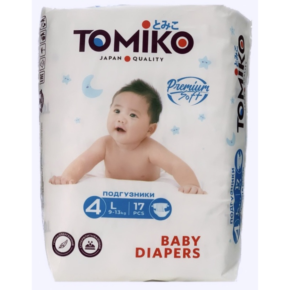 Подгузники TOMIKO Premium Soft 17 шт №4