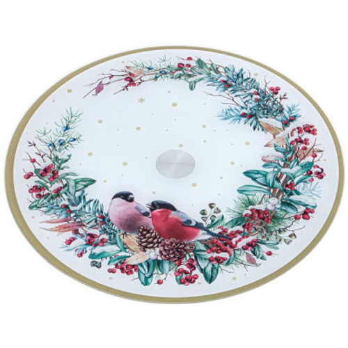 Тортовница вращающаяся "Снегири" 32х2.5см