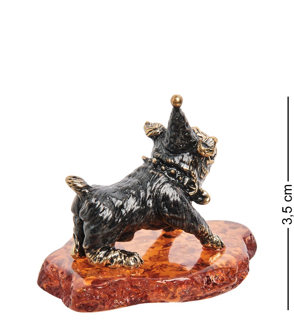 Народные промыслы AM-1978 Фигурка «День рождения собаки» (латунь, янтарь)