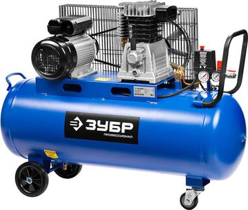 ЗУБР 440 л/мин, 100 л, 2200 Вт, ременной масляный компрессор, Профессионал (ЗКПМ-440-100-Р-2.2)