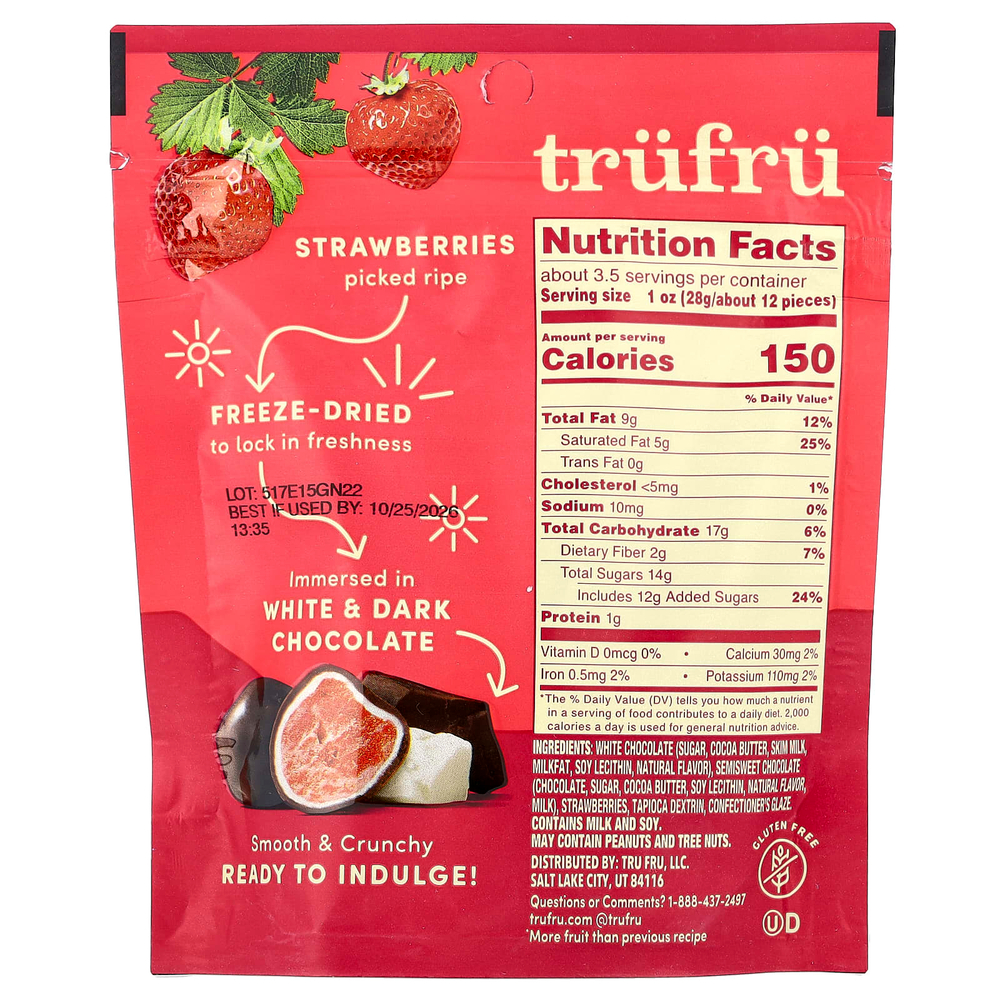 Tru Fru, сублимированная клубника, темный и белый шоколад, 96 г (3,4 унции)