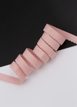 Резинка отделочная пудра ажурная ширина 12 мм с учетом фестона