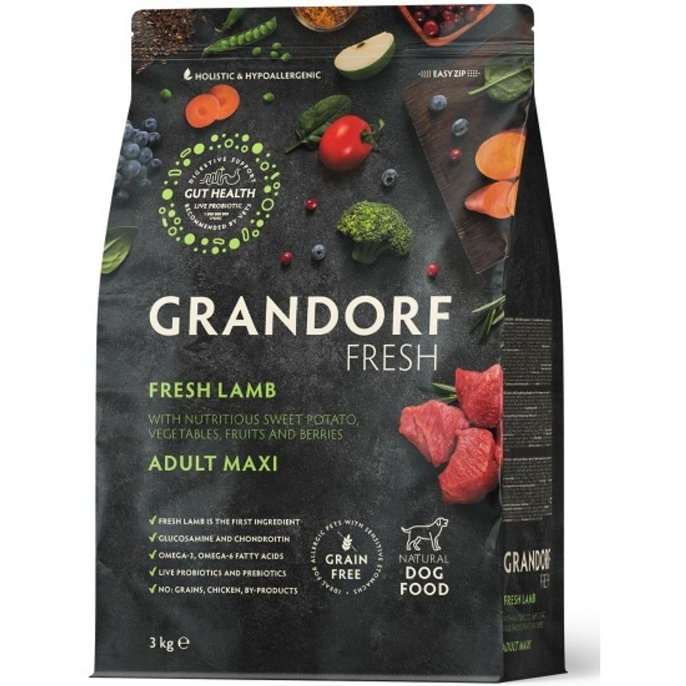 Grandorf Fresh 10кг Holistic Maxi Lamb&amp;Sweet Potato Сухой корм для собак крупных пород, свежее мясо ягненка с бататом