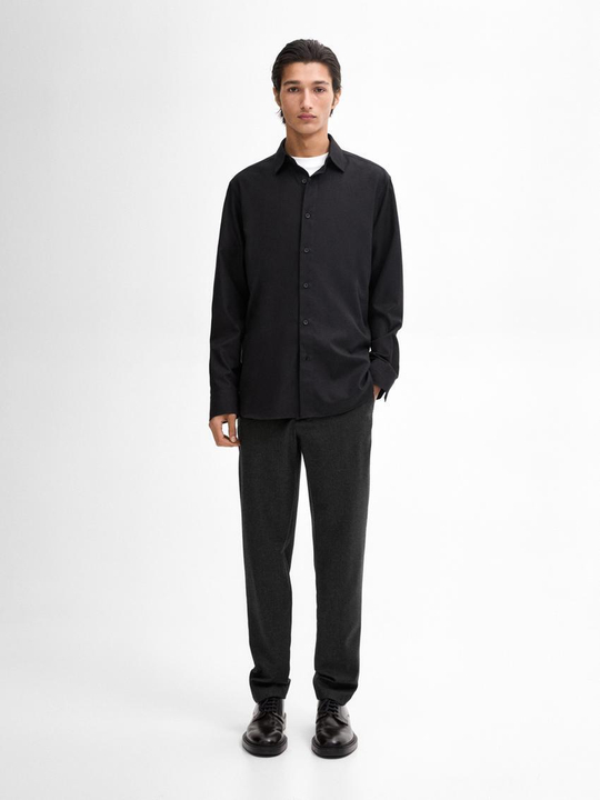 Massimo Dutti Рубашка из 100% хлопкового твила, темно-синий