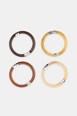 ZARA НАБОР ИЗ ЧЕТЫРЕХ ЖЕСТКИХ БРАСЛЕТОВ, КОРИЧНЕВЫЙ