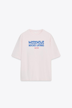 ZARA ФУТБОЛКА С НАДПИСЬЮ, РОЗОВЫЙ