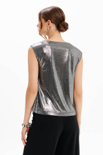 23427 Блузка женская (серебристо-черный)